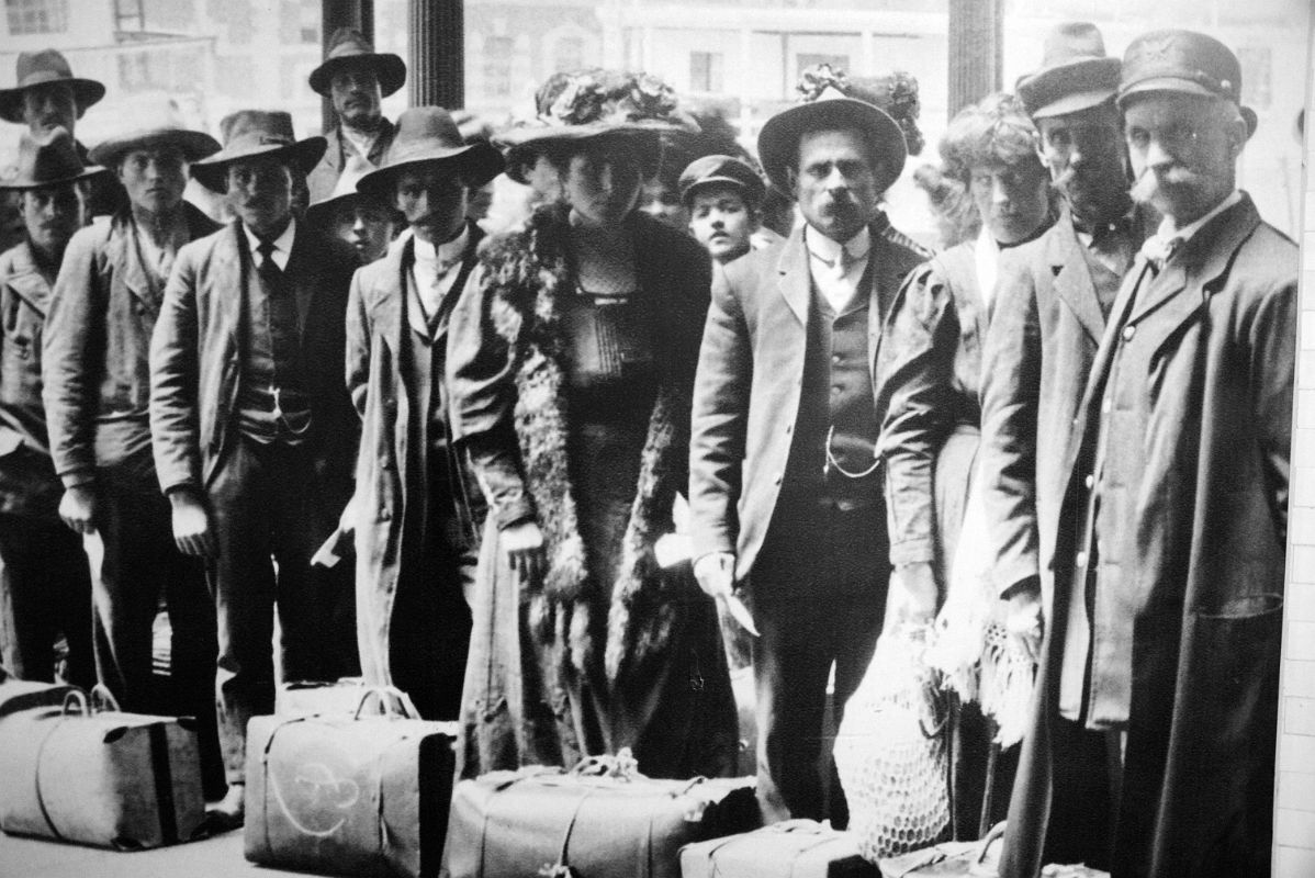 12-02 Photograph Of Immigrants Waiting With Their Bags Ellis Island Main Immigration Station Building